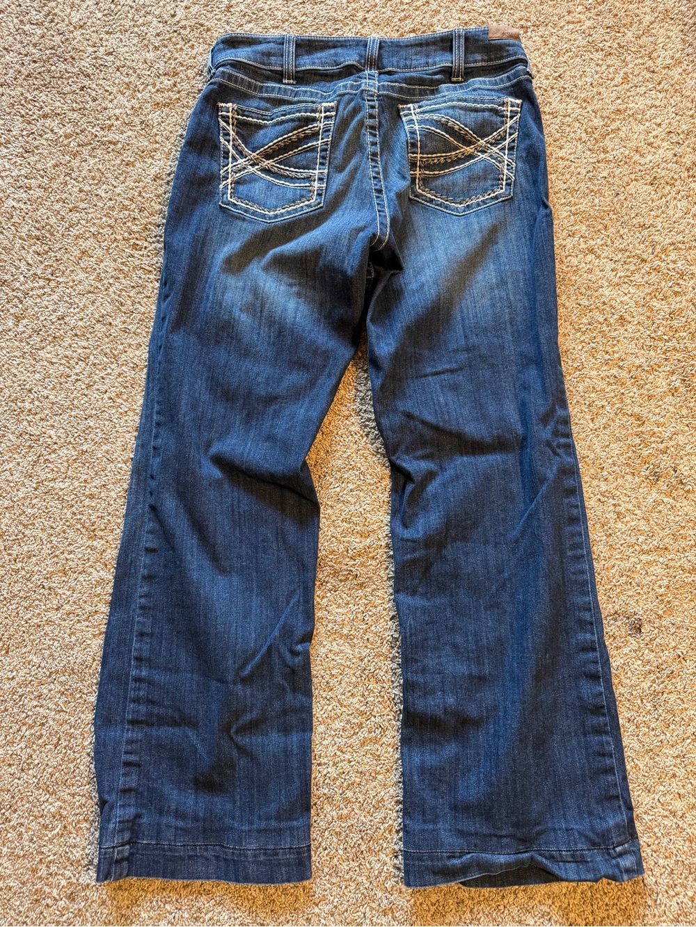 Ariat Dark Blue Wide-Leg Jeans with Contrast Pocket Stitching